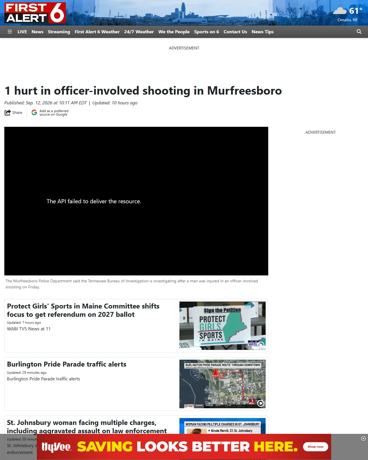 wowt.com as published: 1 hurt in officer-involved shooting in Murfreesboro