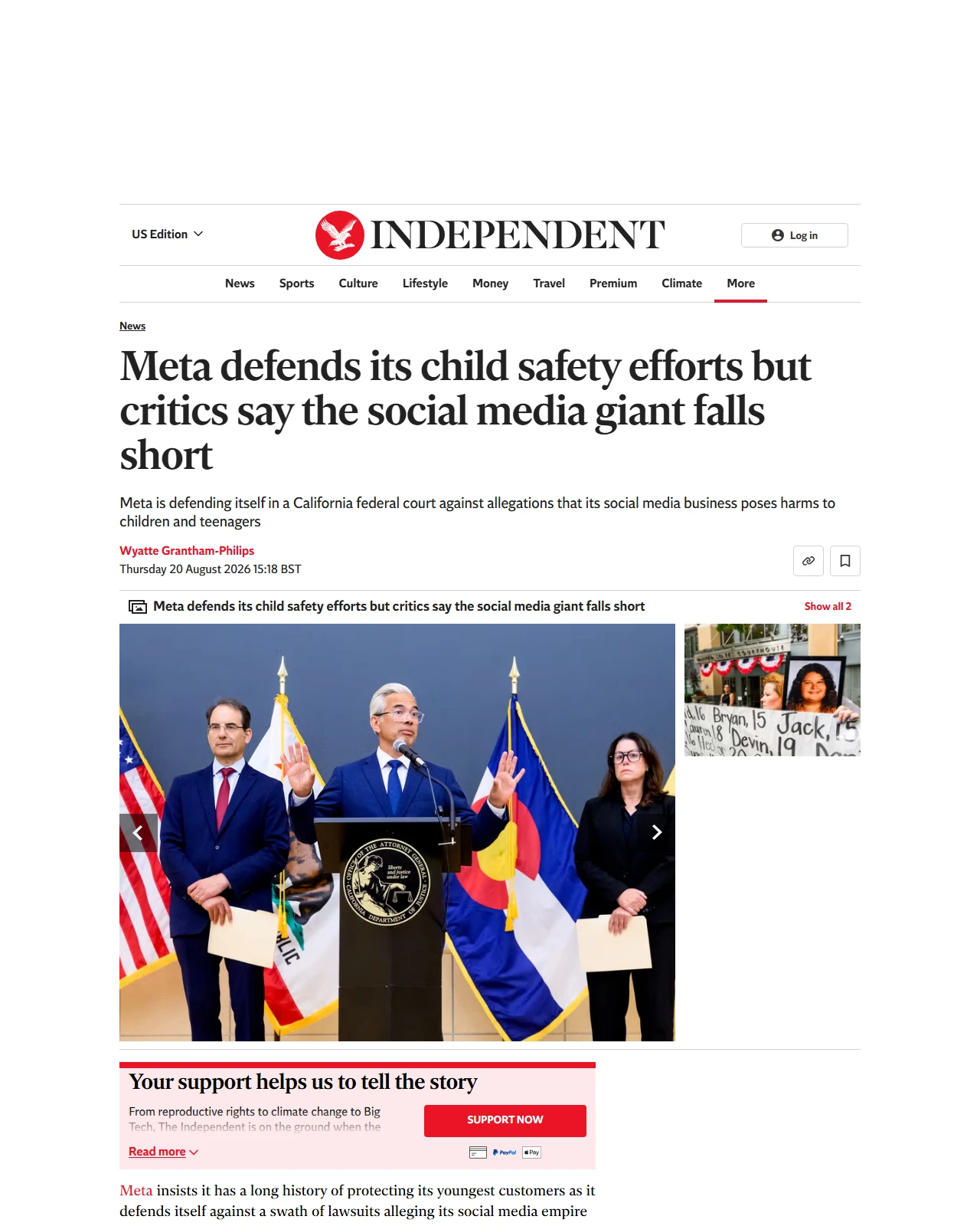 independent.co.uk as published: Meta defends its child safety efforts but critics say the social media giant falls short