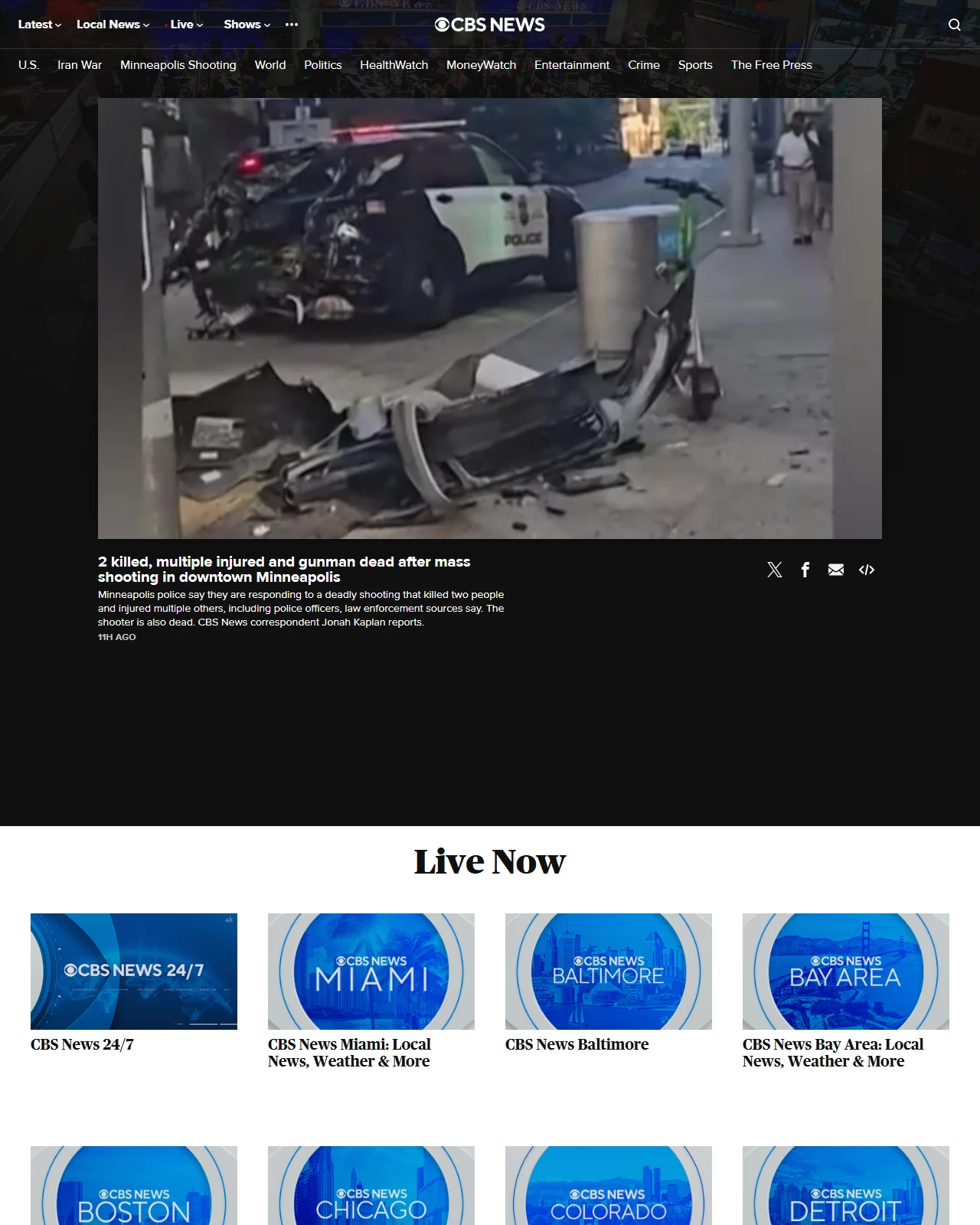 cbsnews.com as published: 2 killed, multiple injured and gunman dead after mass shooting in downtown Minneapolis