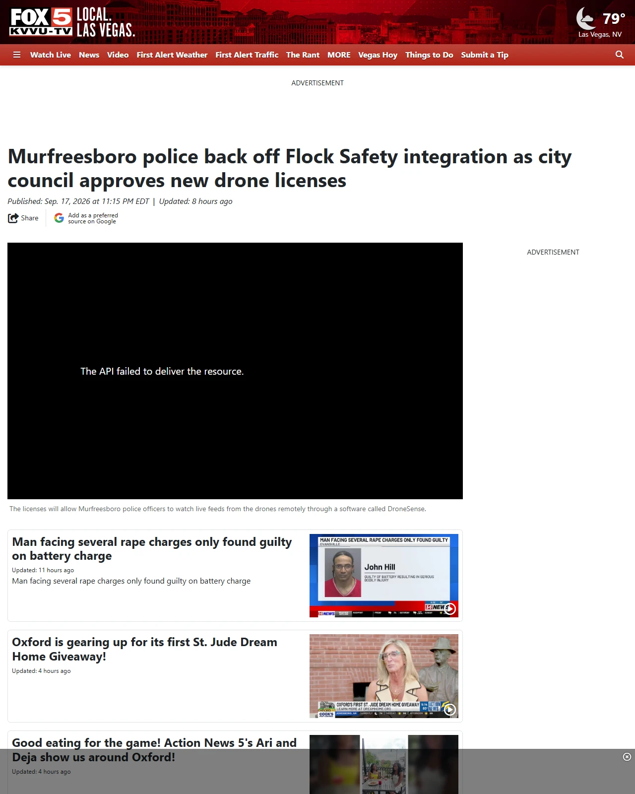 fox5vegas.com as published: Murfreesboro police back off Flock Safety integration as city council approves new drone licenses