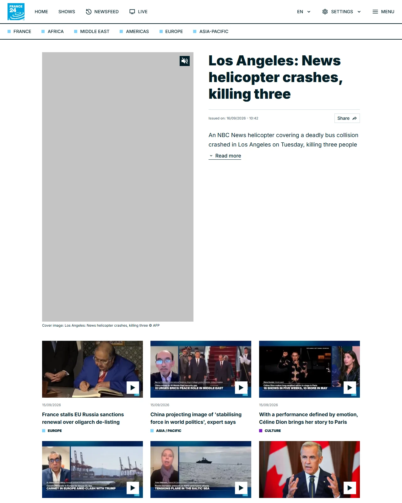 france24.com as published: Los Angeles: News helicopter crashes, killing three