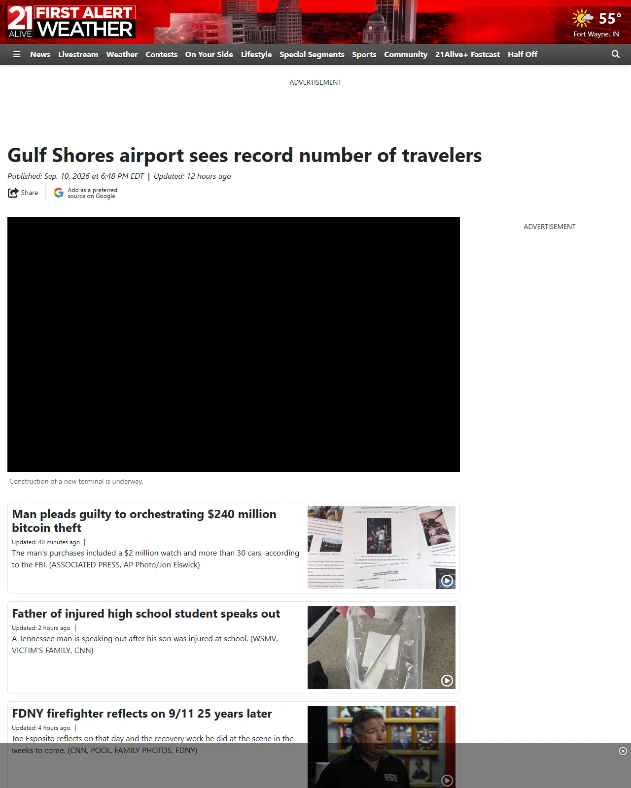 21alivenews.com as published: Gulf Shores airport sees record number of travelers