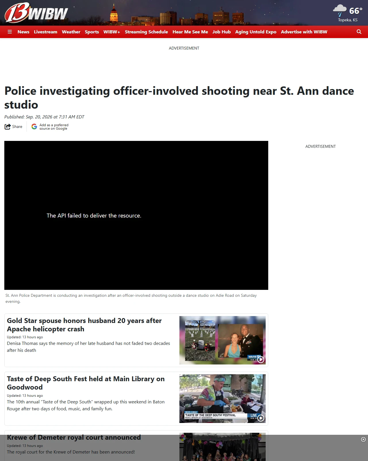 wibw.com as published: Police investigating officer-involved shooting near St. Ann dance studio