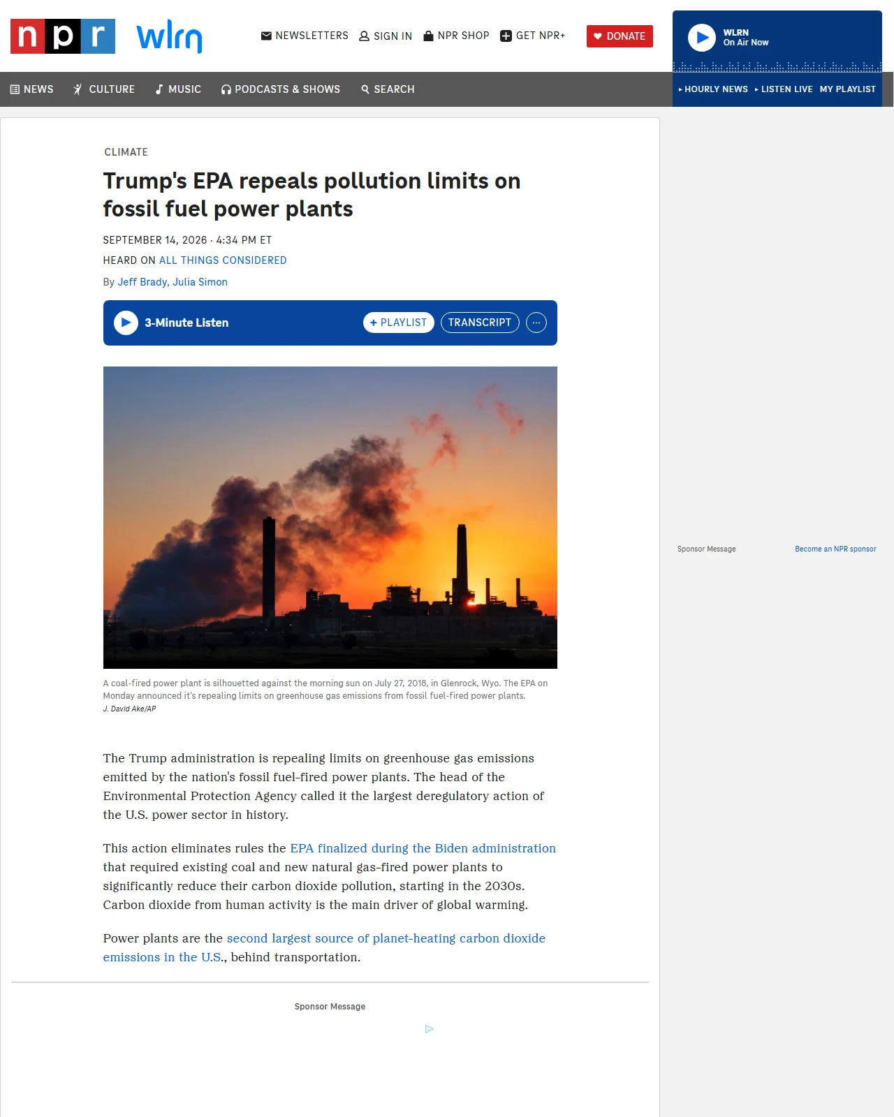 npr.org as published: Trump's EPA repeals pollution limits on fossil fuel power plants