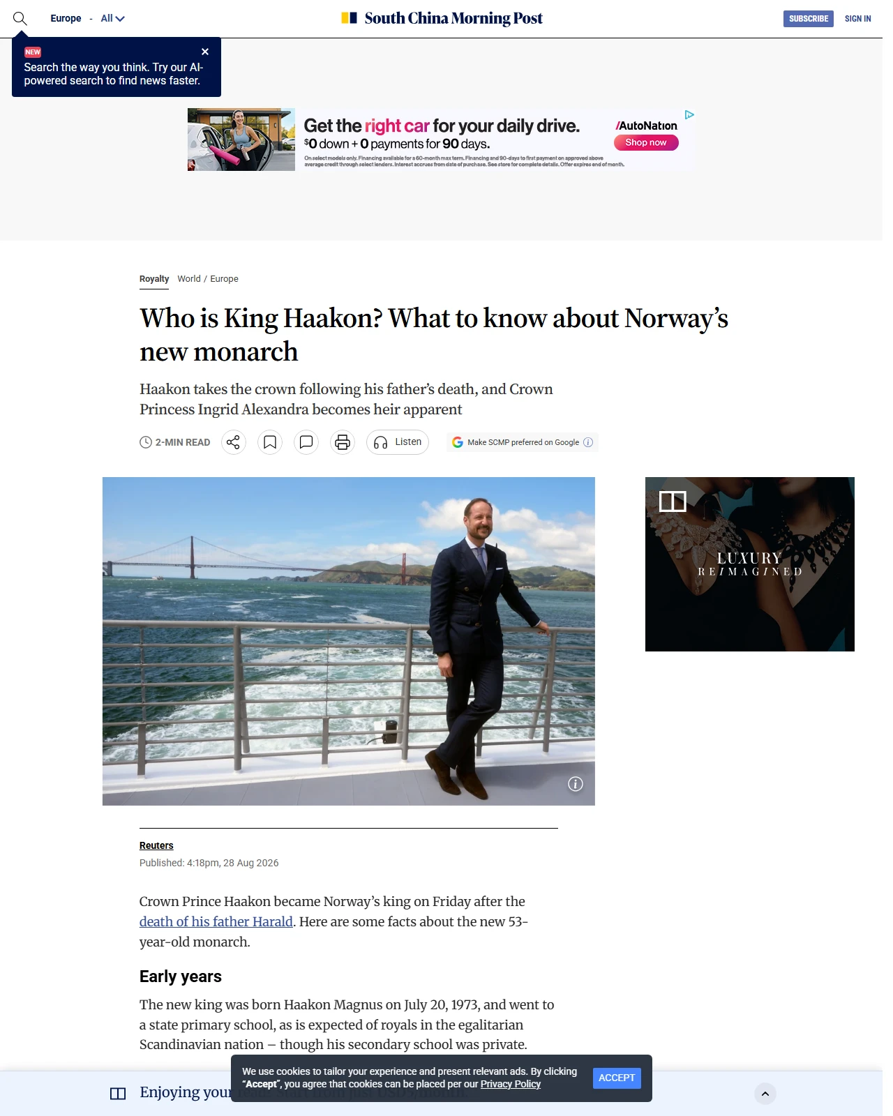 scmp.com as published: Who is King Haakon? What to know about Norway’s new monarch
