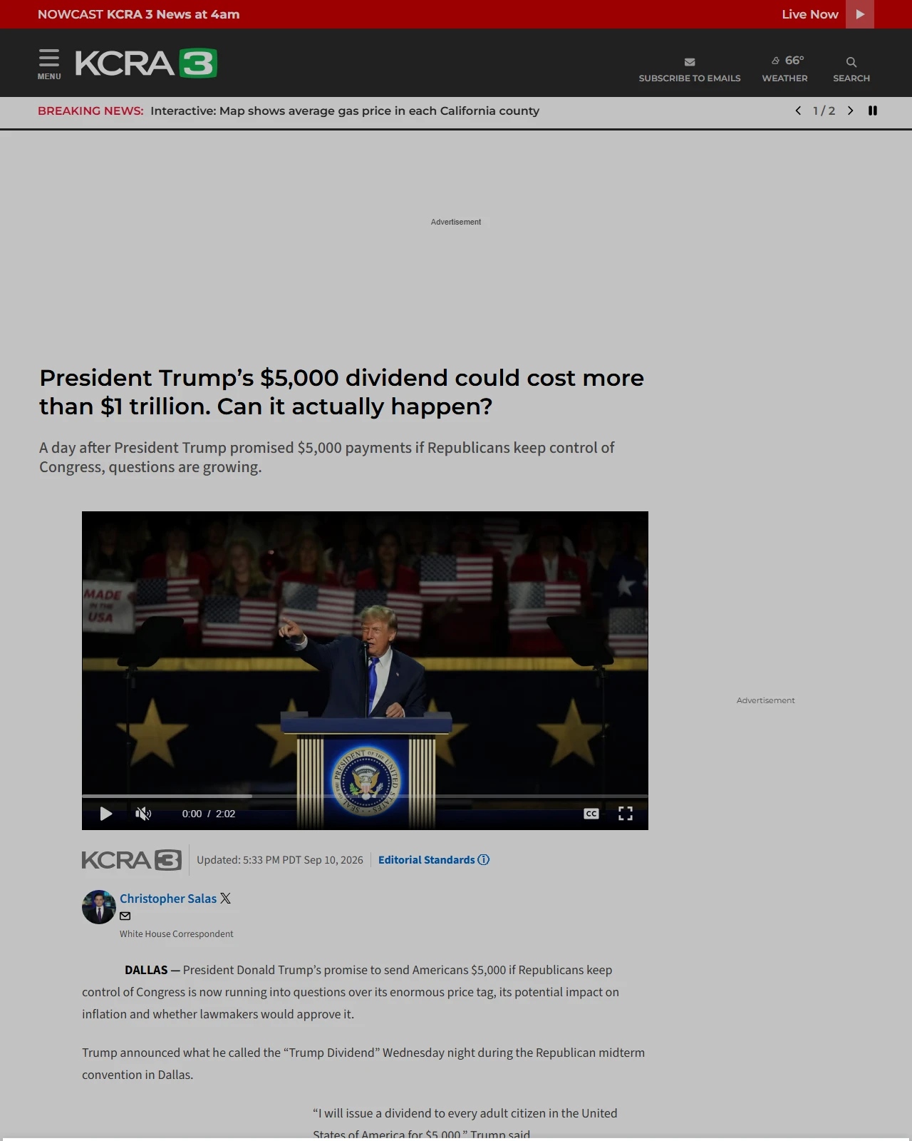 kcra.com as published: President Trump’s $5,000 dividend could cost more than $1 trillion. Can it actually happen?