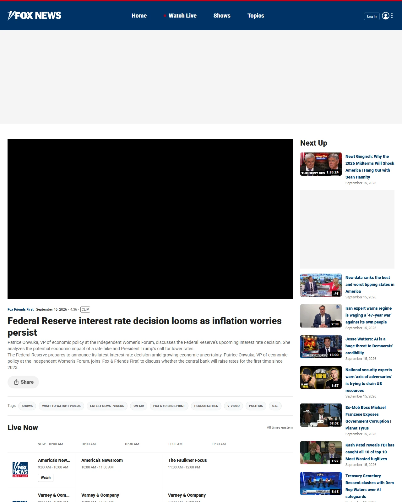 foxnews.com as published: Federal Reserve interest rate decision looms as inflation worries persist