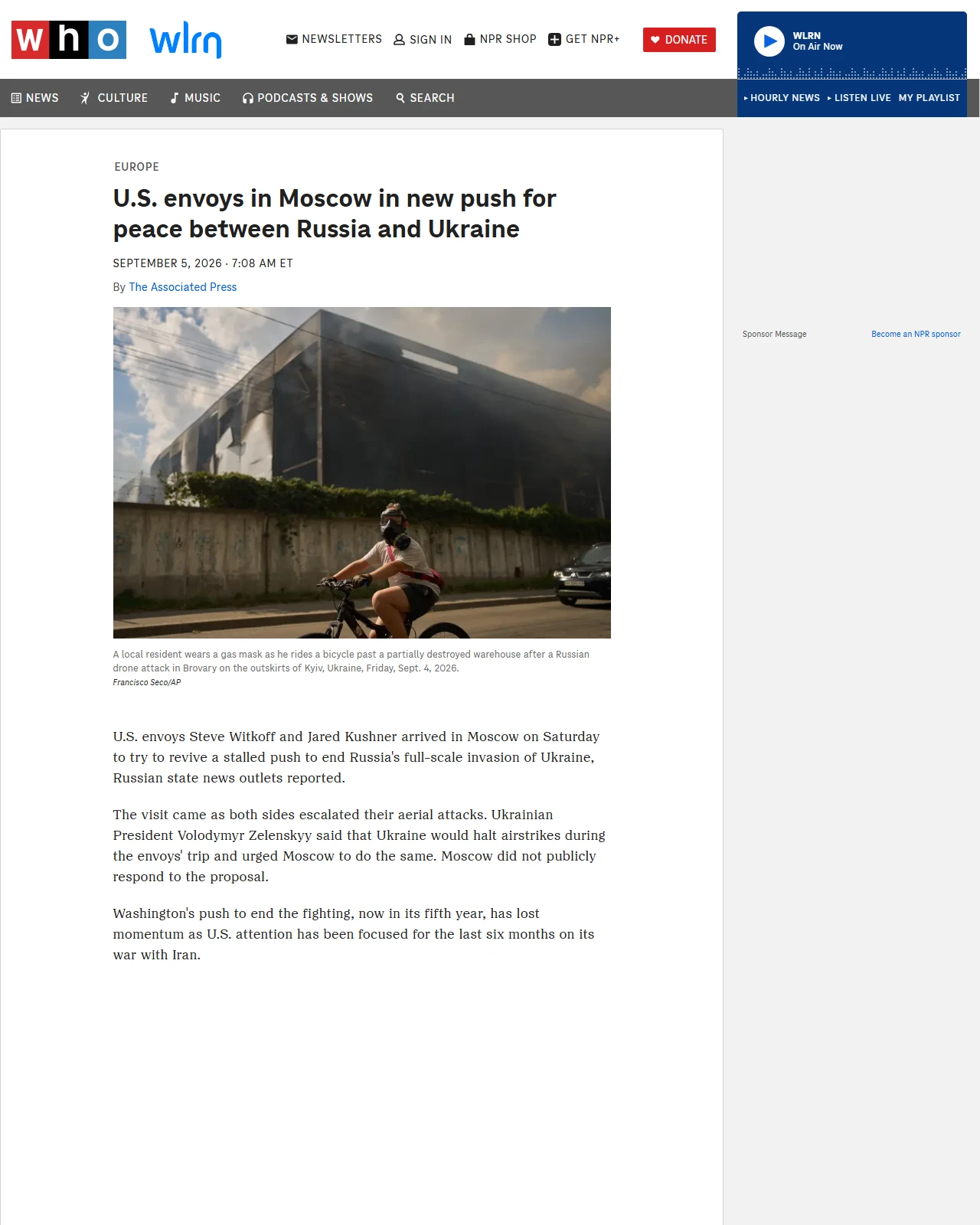npr.org as published: U.S. envoys in Moscow in new push for peace between Russia and Ukraine