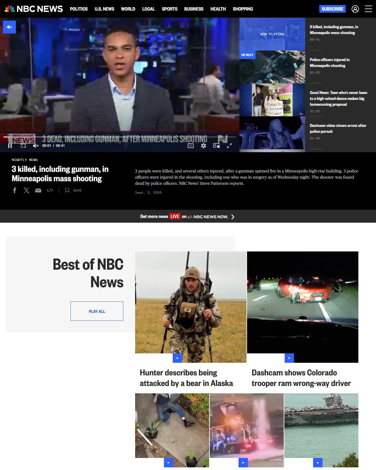 nbcnews.com as published: 3 killed, including gunman, in Minneapolis mass shooting