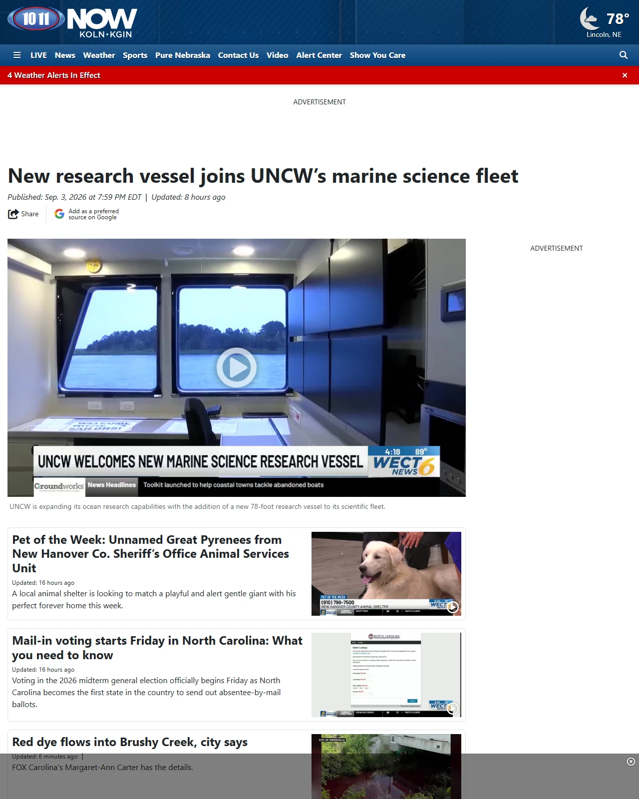 1011now.com as published: New research vessel joins UNCW’s marine science fleet - KOLN | Nebraska Local News, Weather, Sports | Lincoln, NE