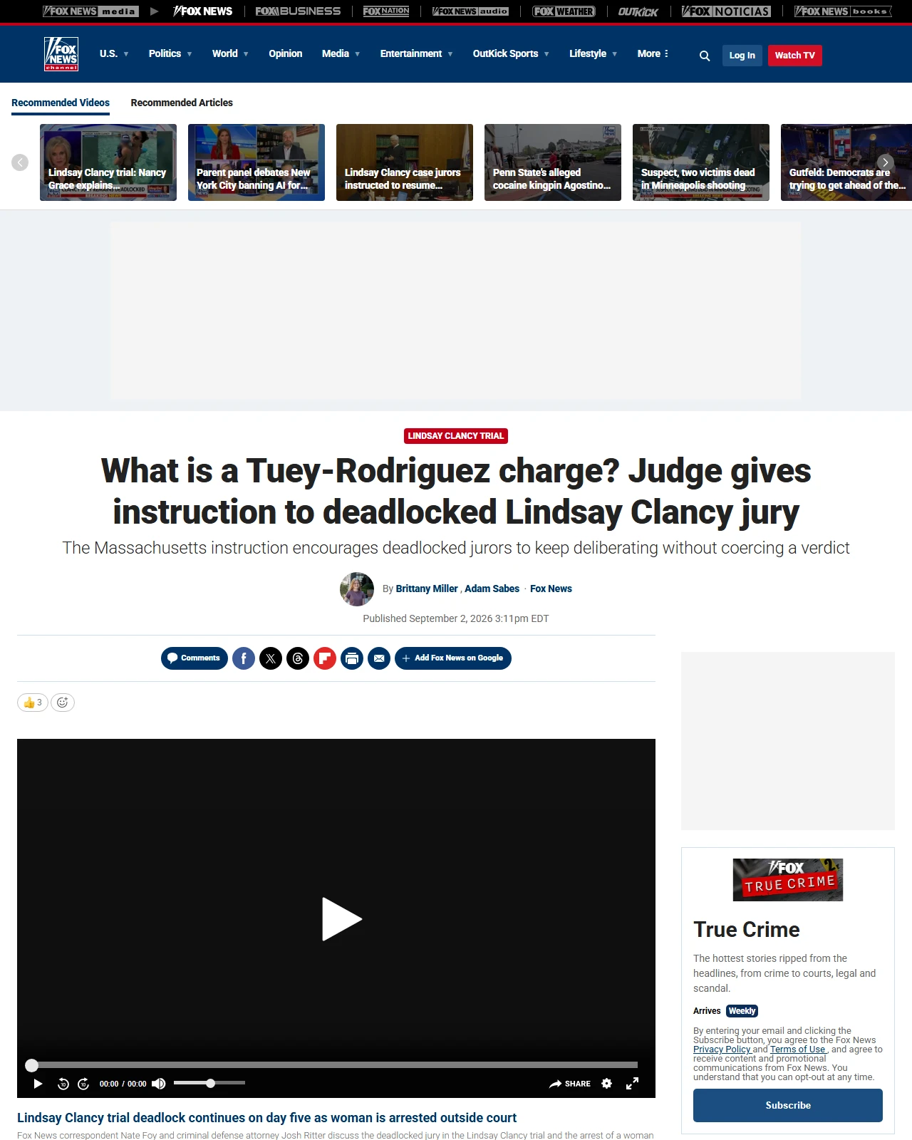 foxnews.com as published: What is a Tuey-Rodriguez charge? Judge gives instruction to deadlocked Lindsay Clancy jury
