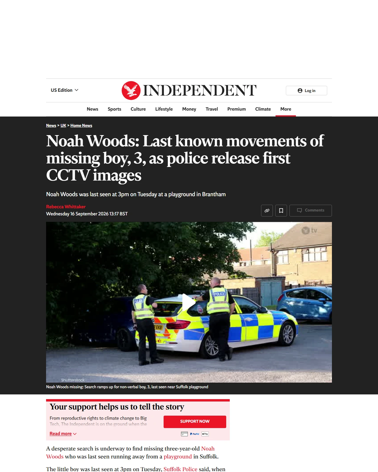 independent.co.uk as published: Noah Woods: Last known movements of missing boy, 3, as police release first CCTV images