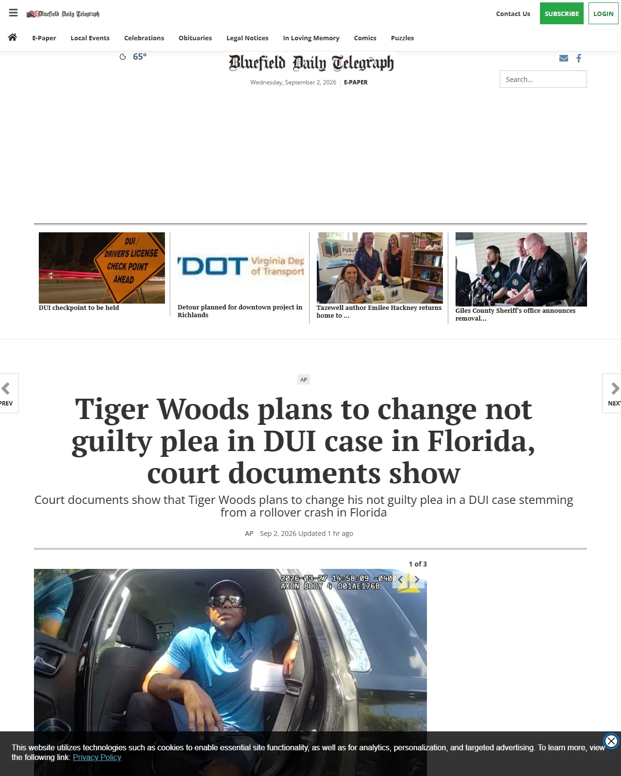 bdtonline.com as published: Tiger Woods plans to change not guilty plea in DUI case in Florida, court documents show