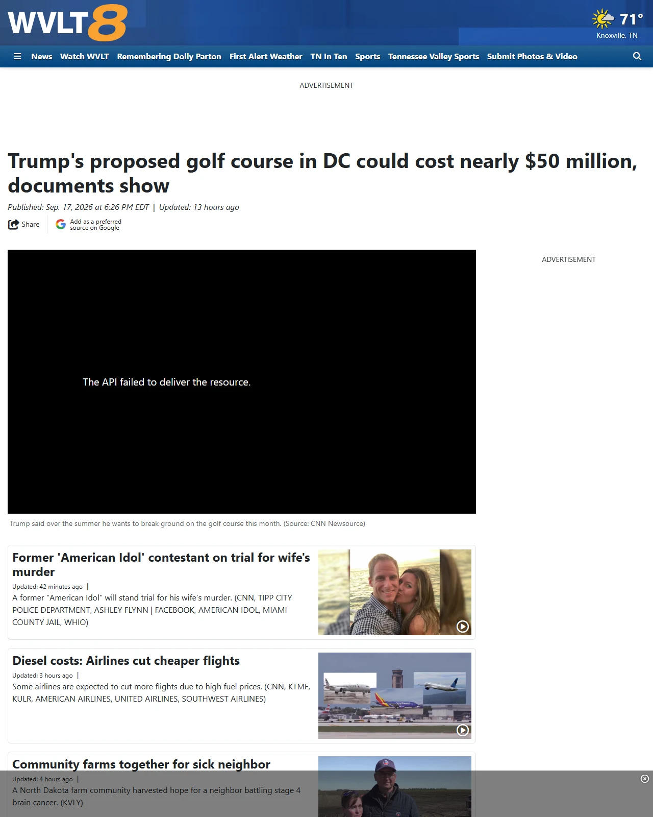 wvlt.tv as published: Trump's proposed golf course in DC could cost nearly $50 million, documents show