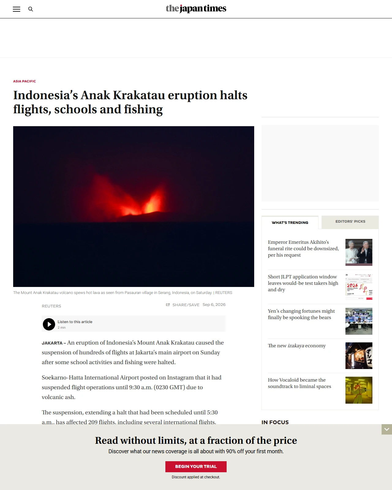 japantimes.co.jp as published: Indonesia’s Anak Krakatau eruption halts flights, schools and fishing
