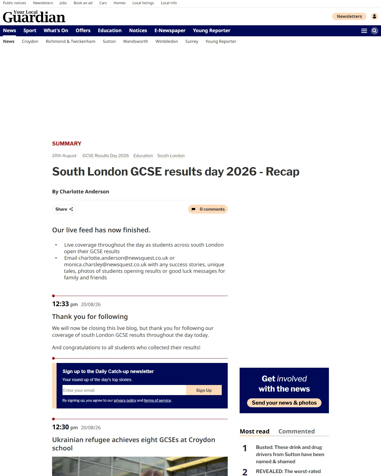 yourlocalguardian.co.uk as published: Students from across south London collect GCSE results - Recap