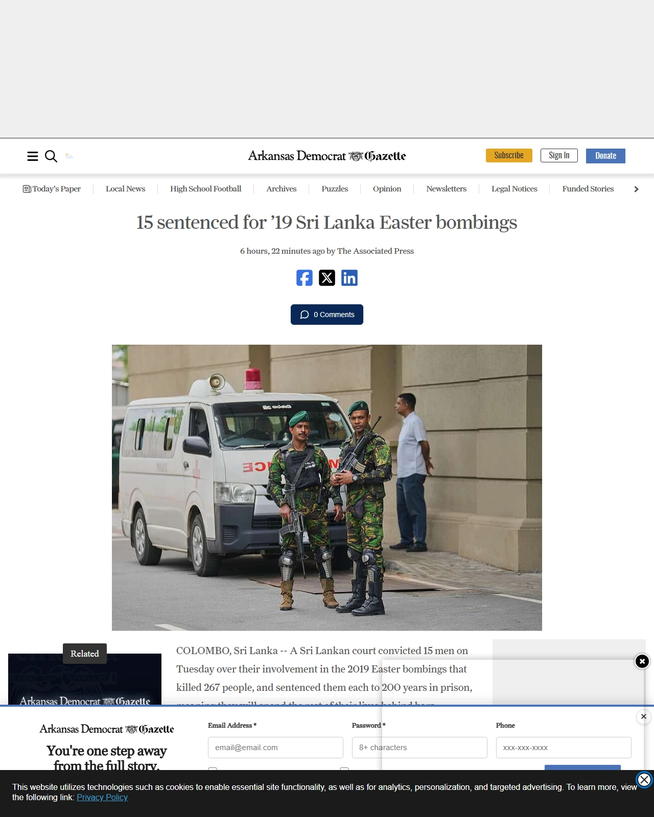 arkansasonline.com as published: 15 sentenced for ’19 Sri Lanka Easter bombings - The Arkansas Democrat-Gazette