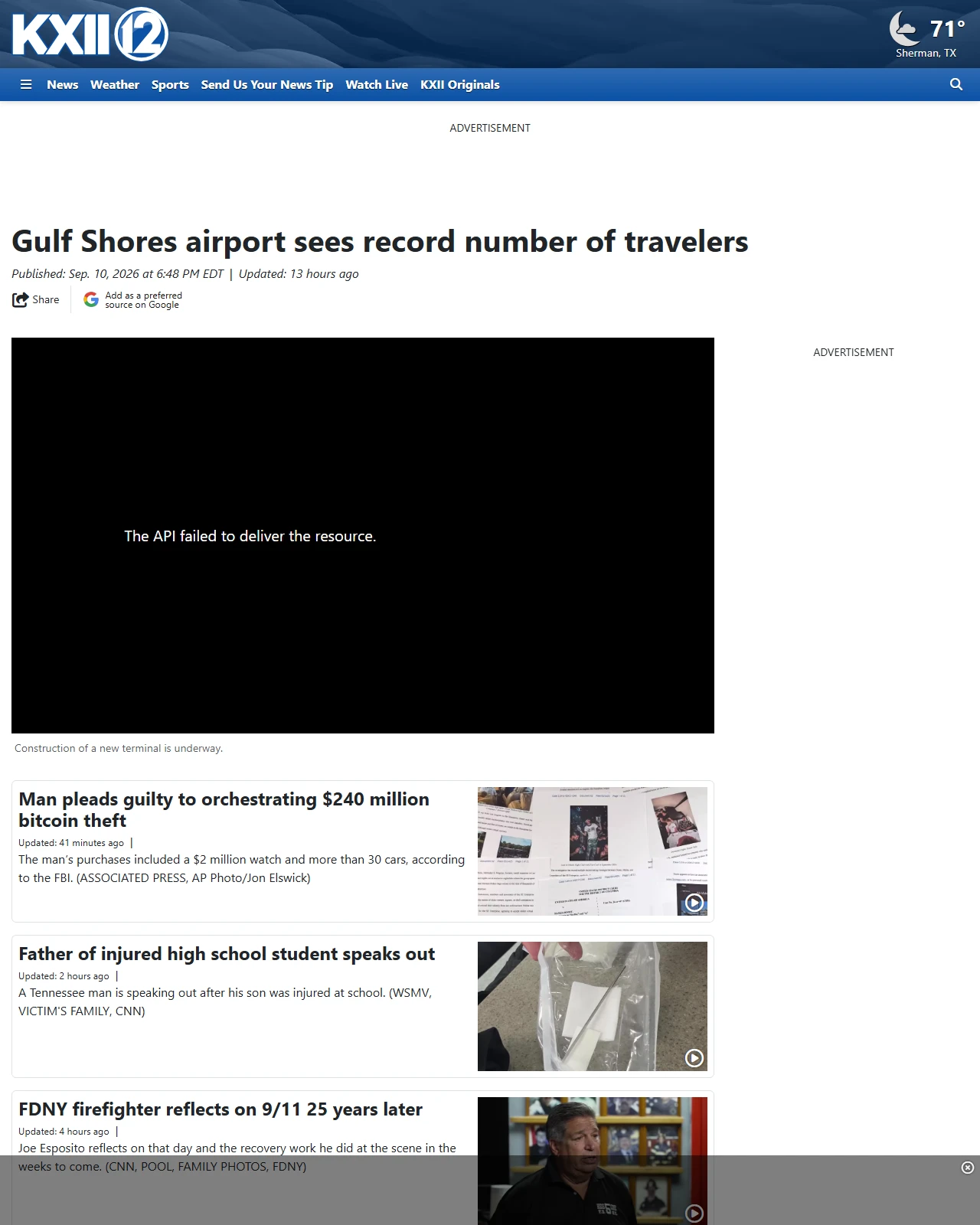 kxii.com as published: Gulf Shores airport sees record number of travelers