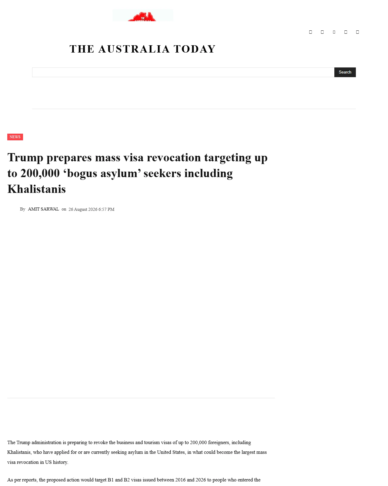 theaustraliatoday.com.au as published: Trump prepares mass visa revocation targeting up to 200,000 ‘bogus asylum’ seekers including Khalistanis