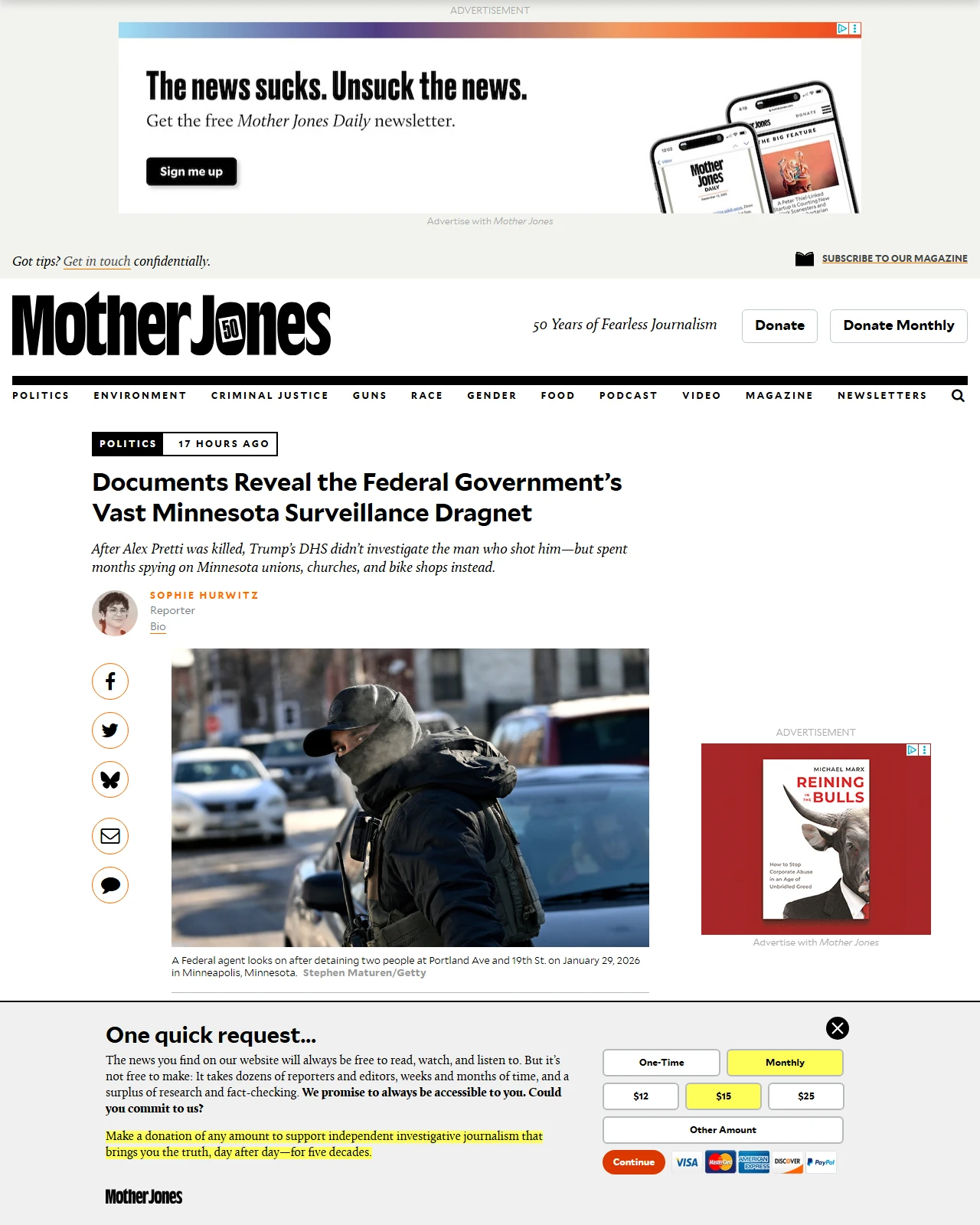 motherjones.com as published: Documents Reveal the Federal Government’s Vast Minnesota Surveillance Dragnet