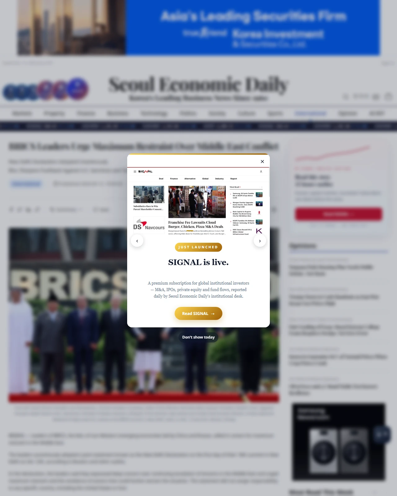 en.sedaily.com as published: BRICS Leaders Urge Maximum Restraint Over Middle East Conflict