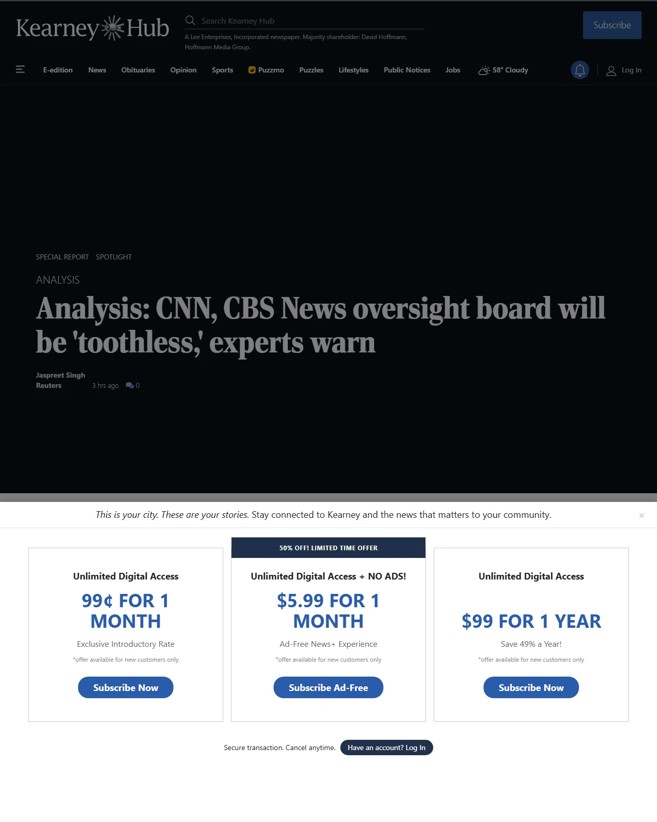 kearneyhub.com as published: Analysis: CNN, CBS News oversight board will be 'toothless,' experts warn