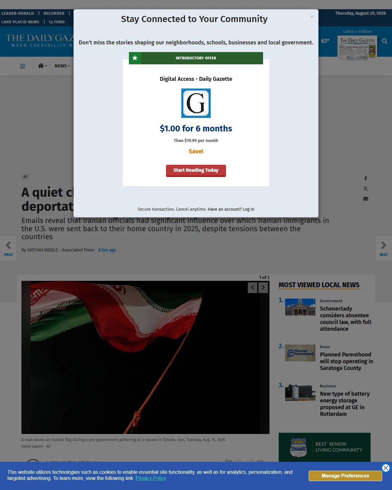 dailygazette.com as published: A quiet channel between ICE and Iran shaped deportation flights, newly released emails show