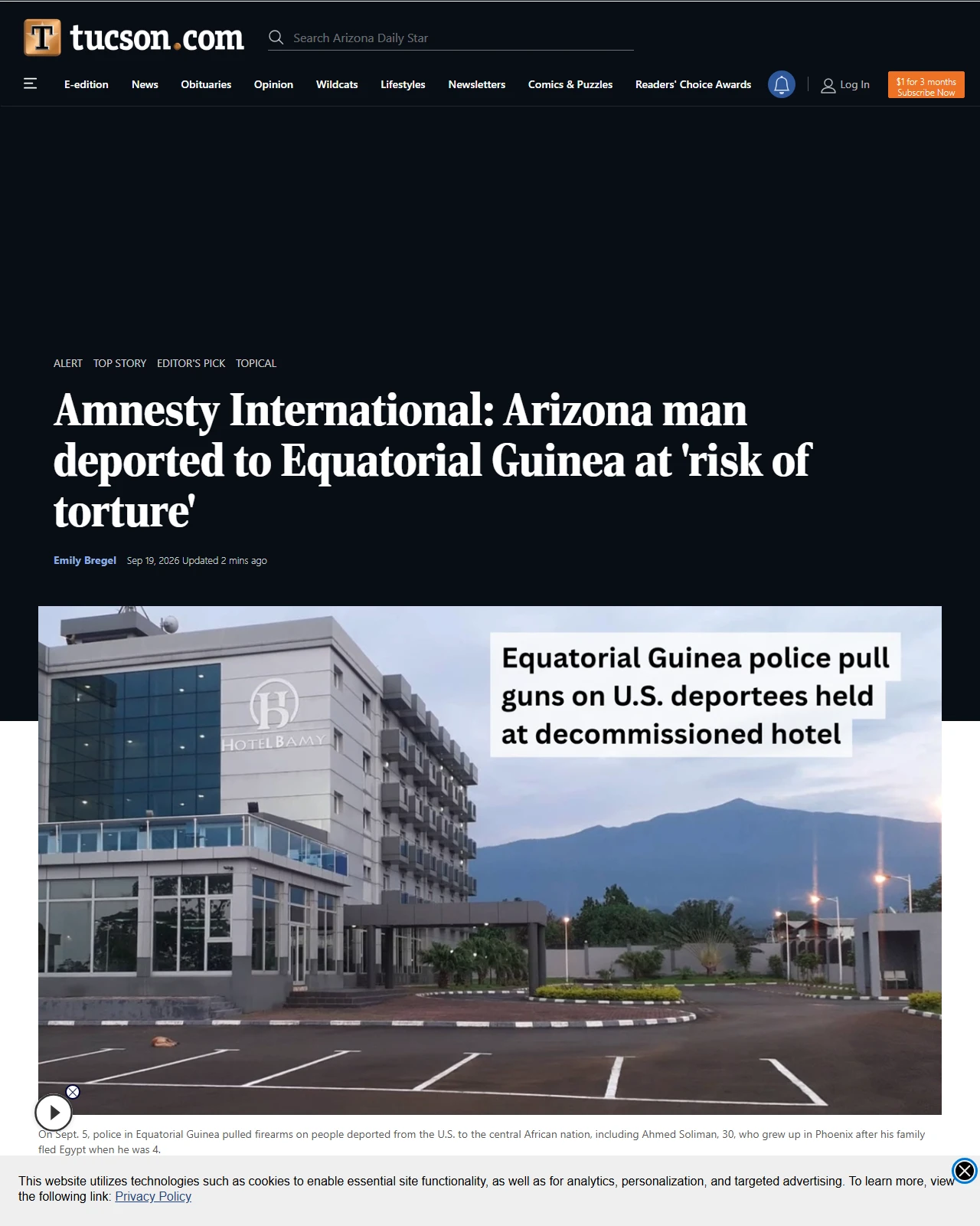 tucson.com as published: Amnesty International: Arizona man deported to Equatorial Guinea at 'risk of torture'