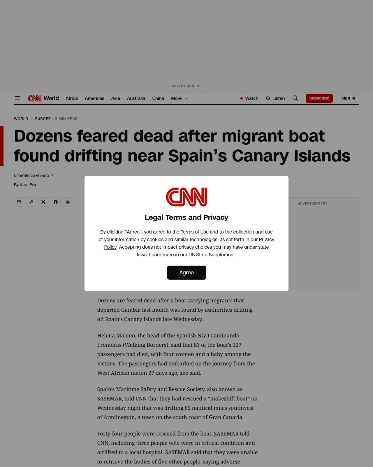 cnn.com as published: Dozens feared dead after migrant boat found drifting near Spain’s Canary Islands