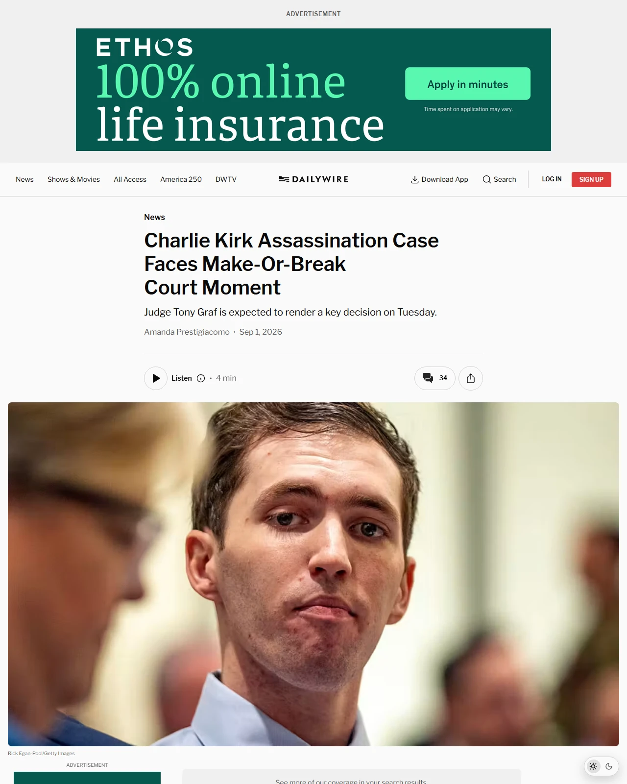 dailywire.com as published: Charlie Kirk Assassination Case Faces Make-Or-Break Court Moment