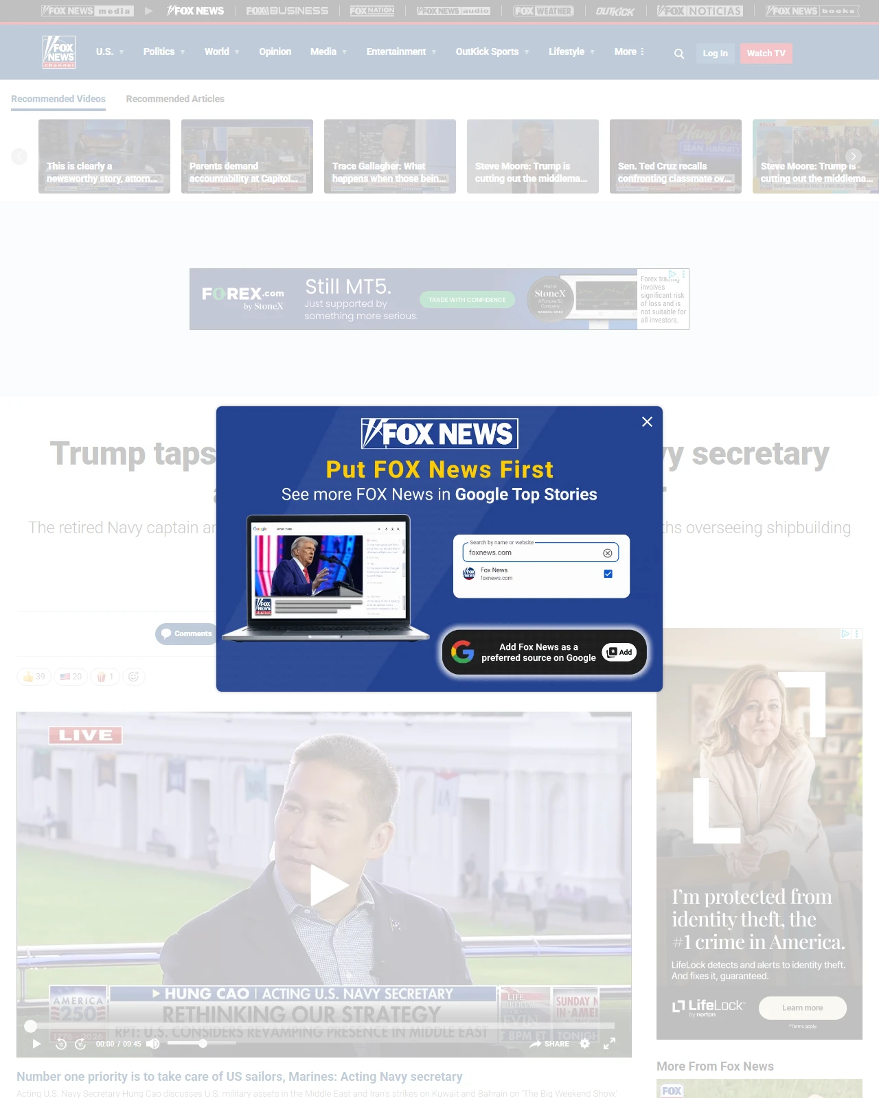 foxnews.com as published: Trump taps ‘true warrior’ Hung Cao as Navy secretary after 4 months as acting leader