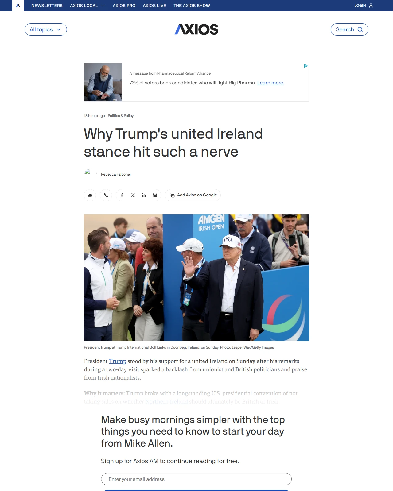 axios.com as published: Why Trump's united Ireland stance hit such a nerve