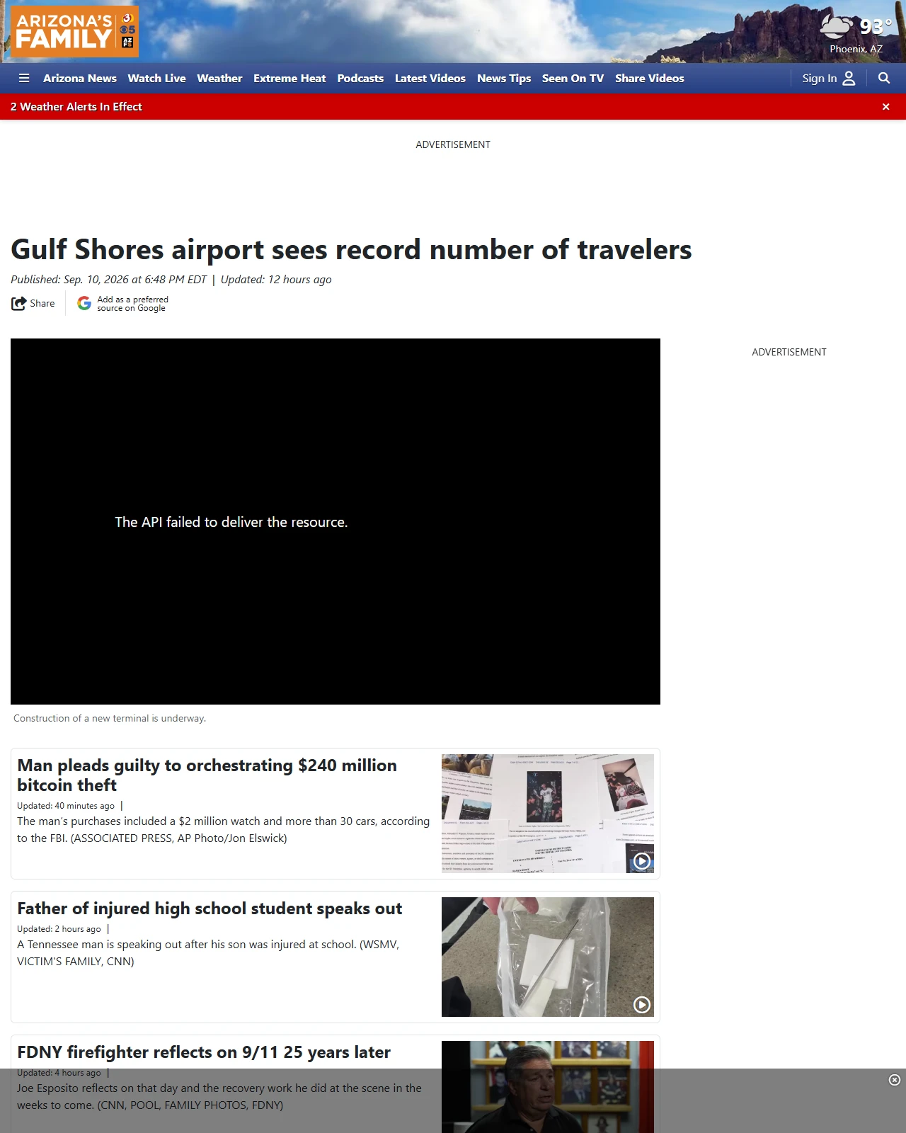azfamily.com as published: Gulf Shores airport sees record number of travelers