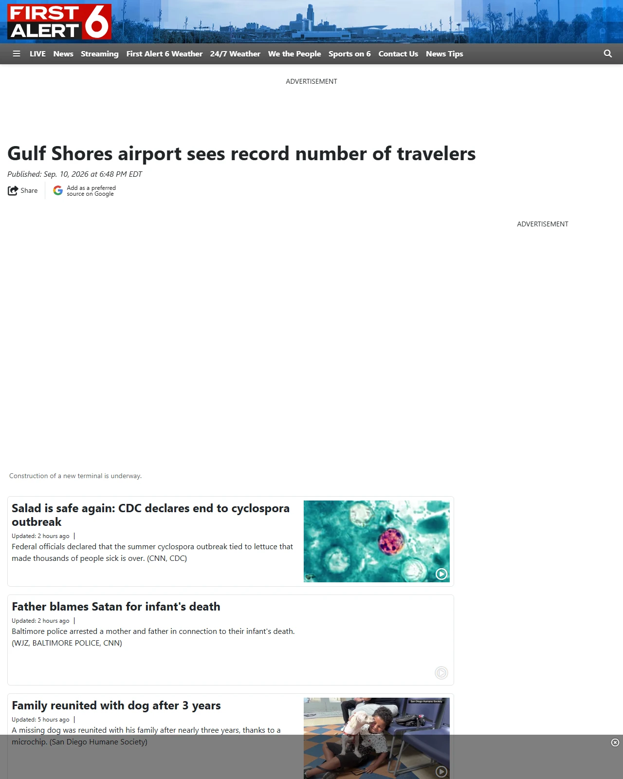 wowt.com as published: Gulf Shores airport sees record number of travelers