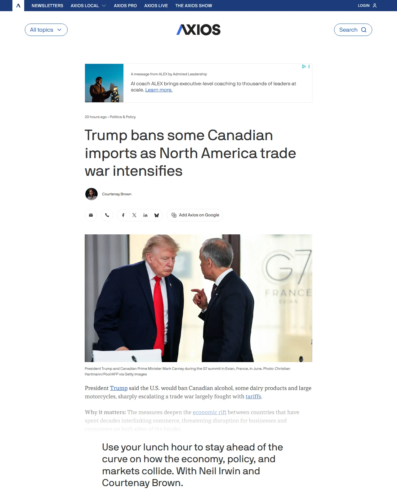 axios.com as published: Trump bans some Canadian imports as North America trade war intensifies