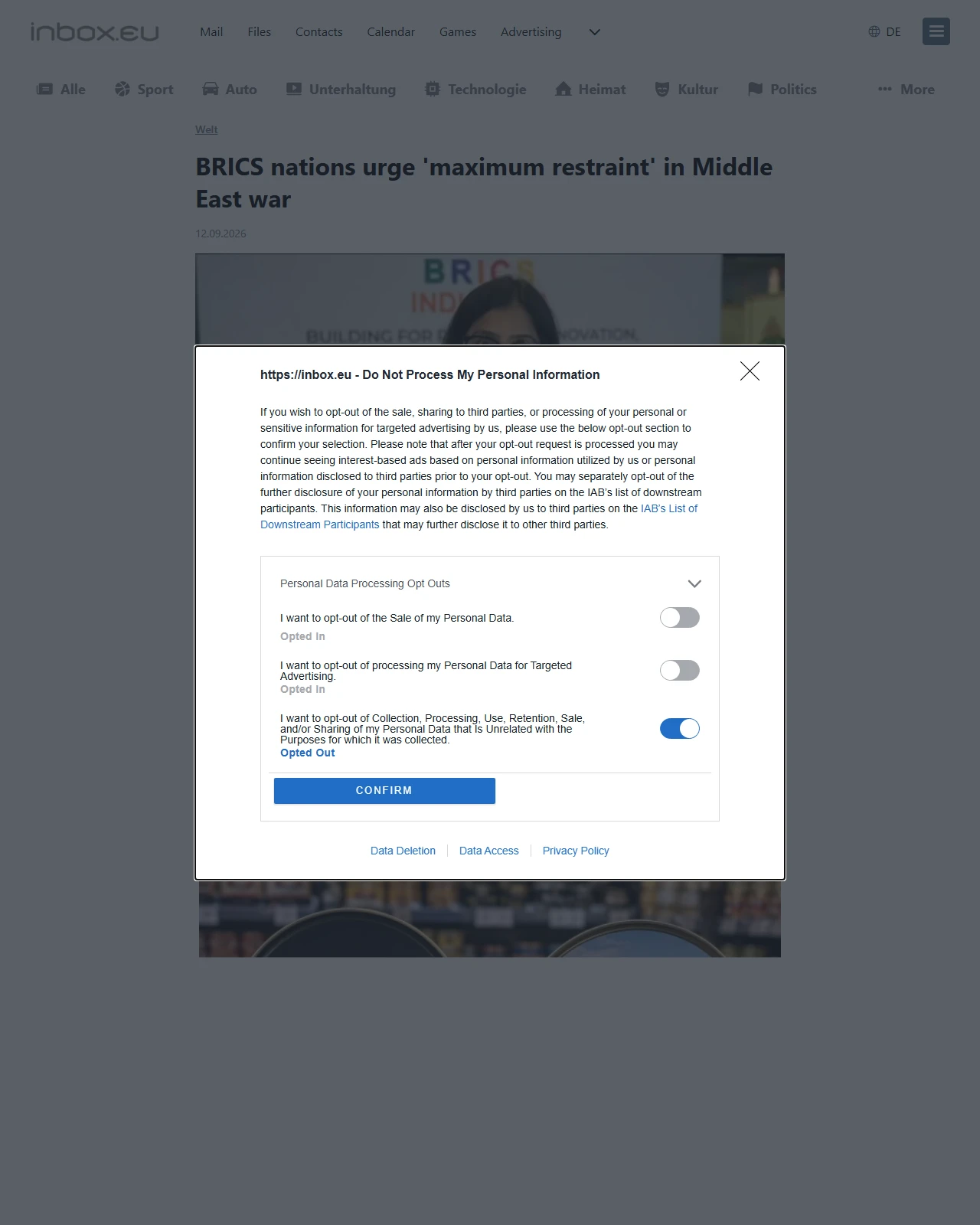 news.inbox.eu as published: BRICS nations urge 'maximum restraint' in Middle East war