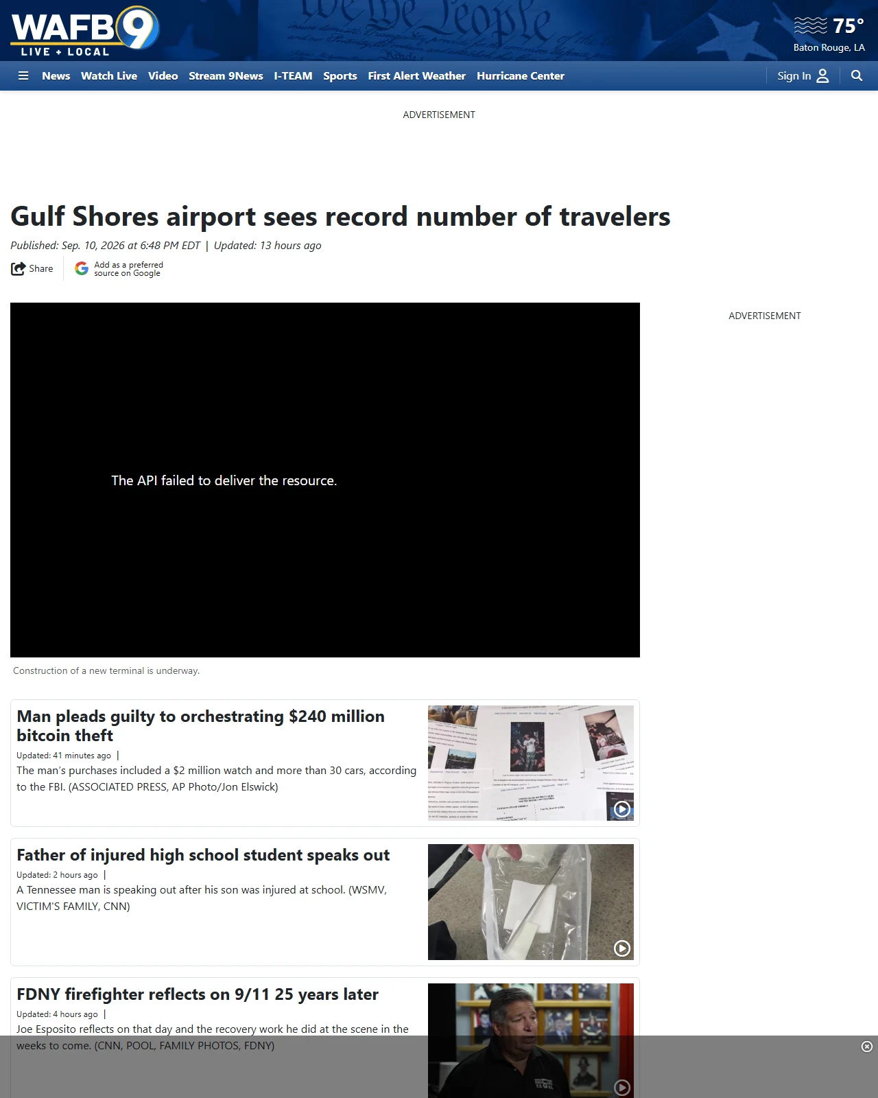 wafb.com as published: Gulf Shores airport sees record number of travelers