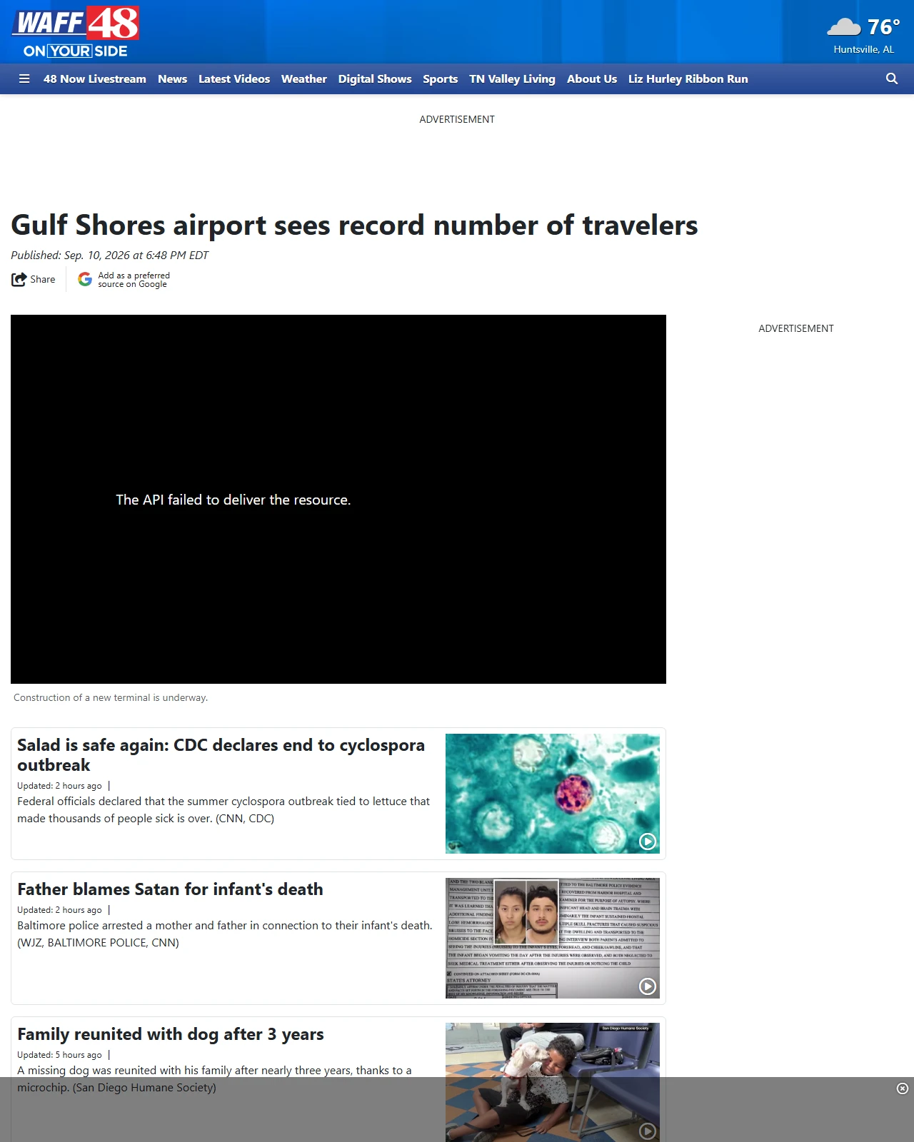 waff.com as published: Gulf Shores airport sees record number of travelers