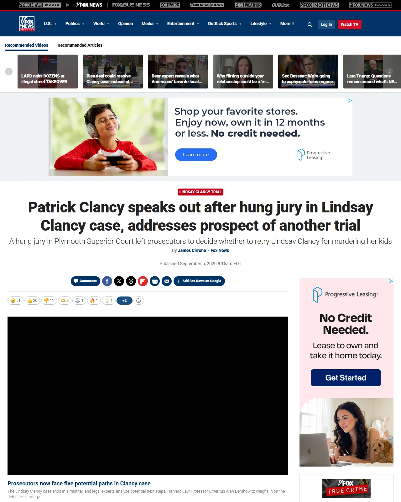 foxnews.com as published: Patrick Clancy speaks out after hung jury in Lindsay Clancy case, addresses prospect of another trial