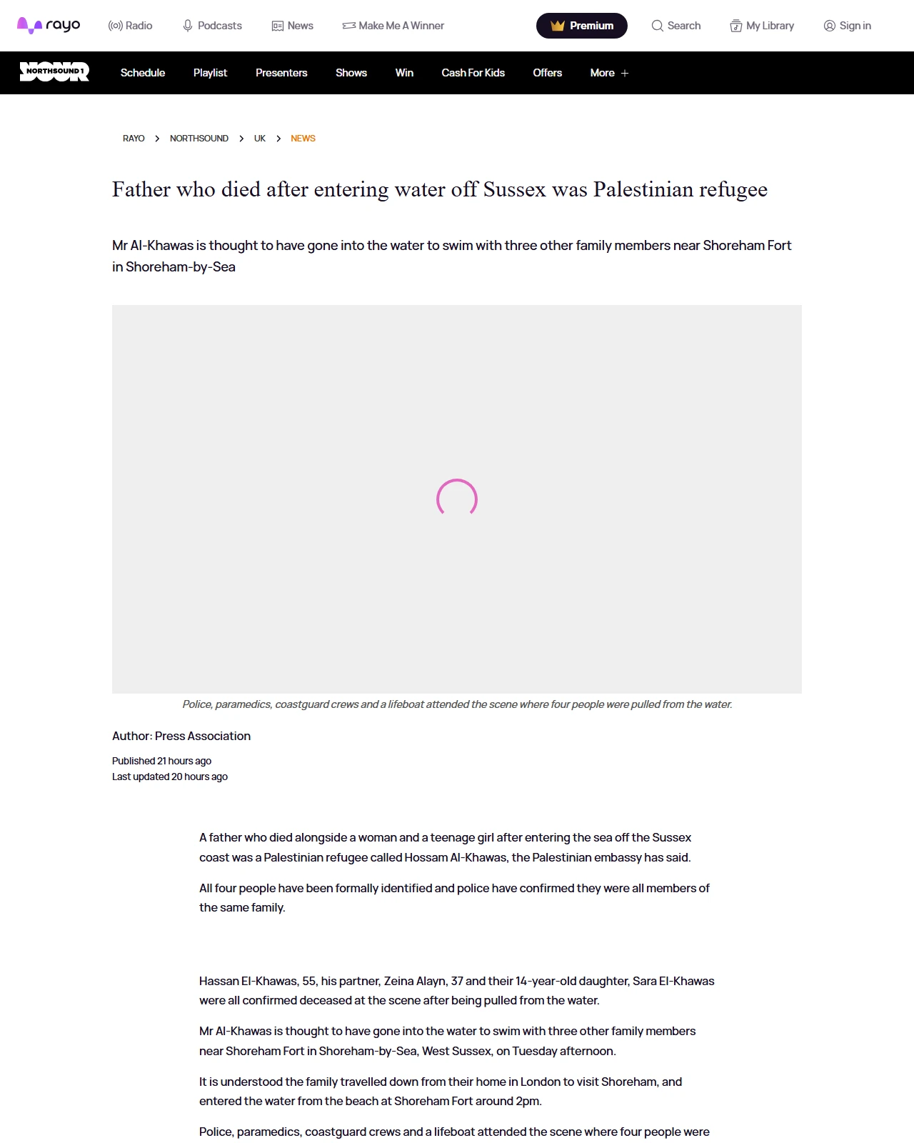 hellorayo.co.uk as published: Father who died after entering water off Sussex was Palestinian refugee