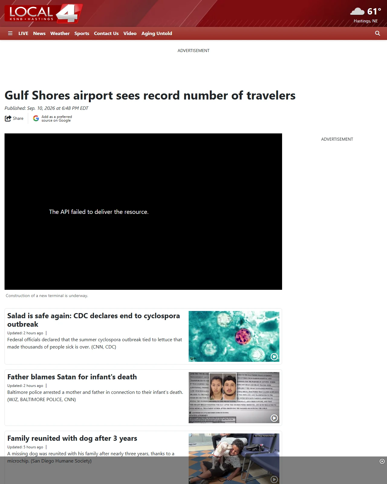 ksnblocal4.com as published: Gulf Shores airport sees record number of travelers