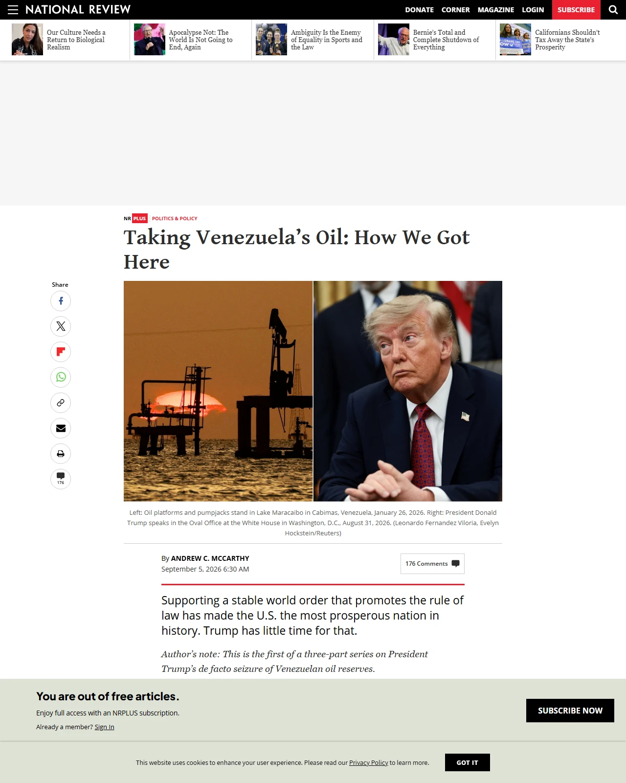 nationalreview.com as published: Taking Venezuela’s Oil: How We Got Here