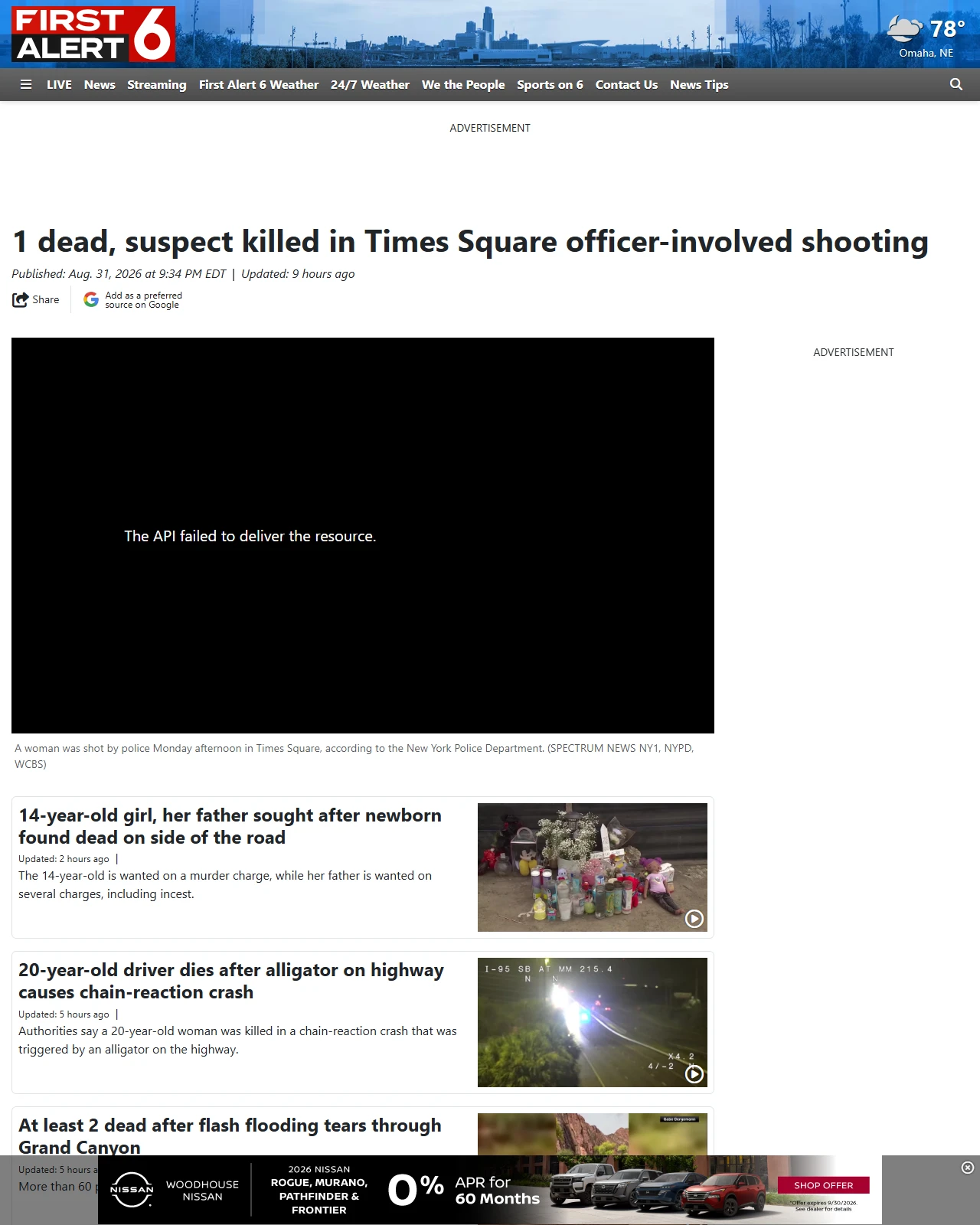 wowt.com as published: 1 dead, suspect killed in Times Square officer-involved shooting