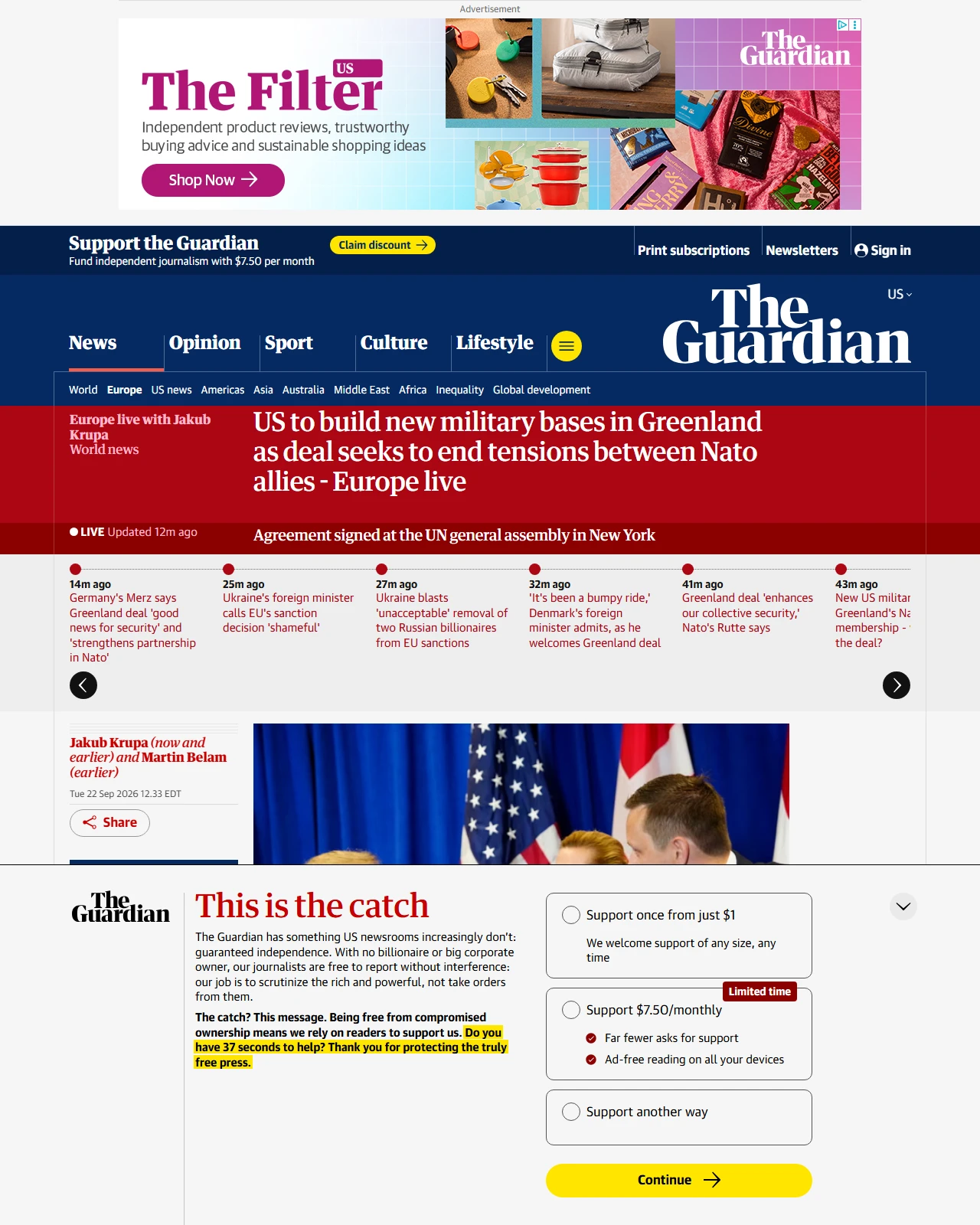 theguardian.com as published: US to build new military bases in Greenland as deal seeks to end tensions between Nato allies
