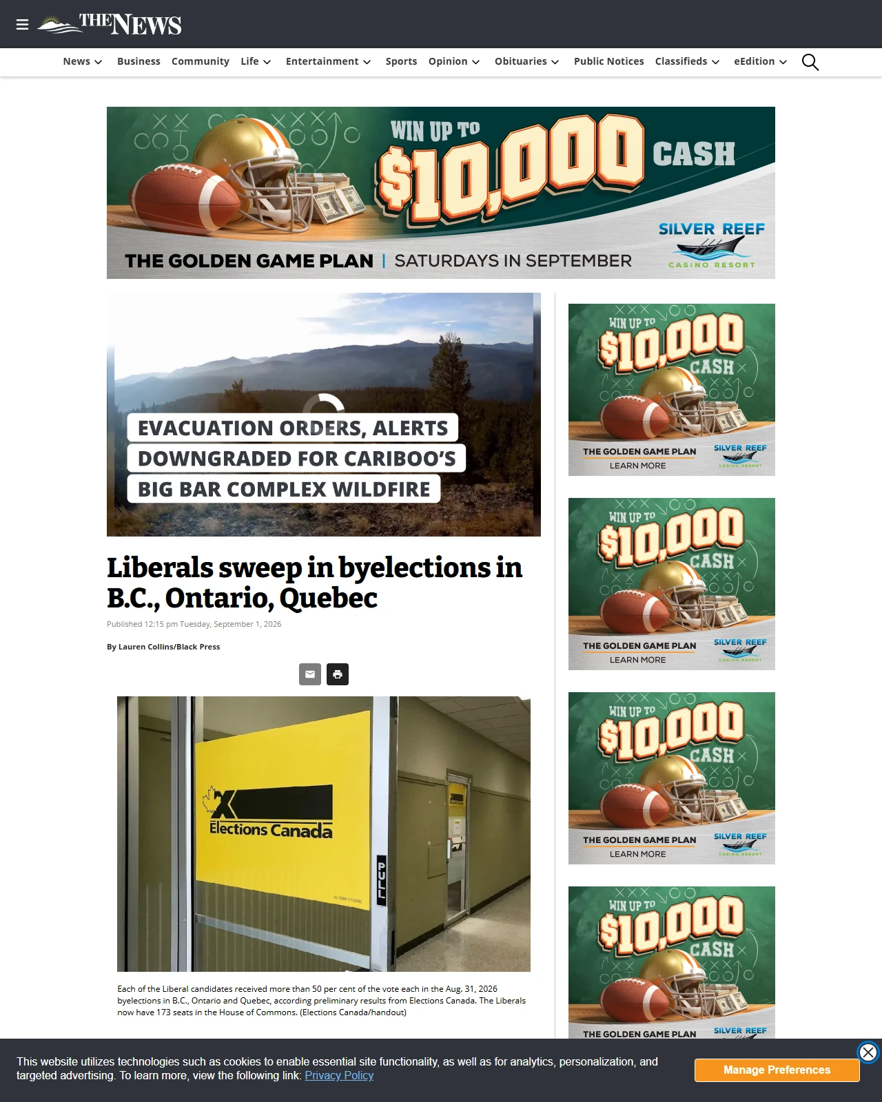 abbynews.com as published: Liberals sweep in byelections in B.C., Ontario, Quebec