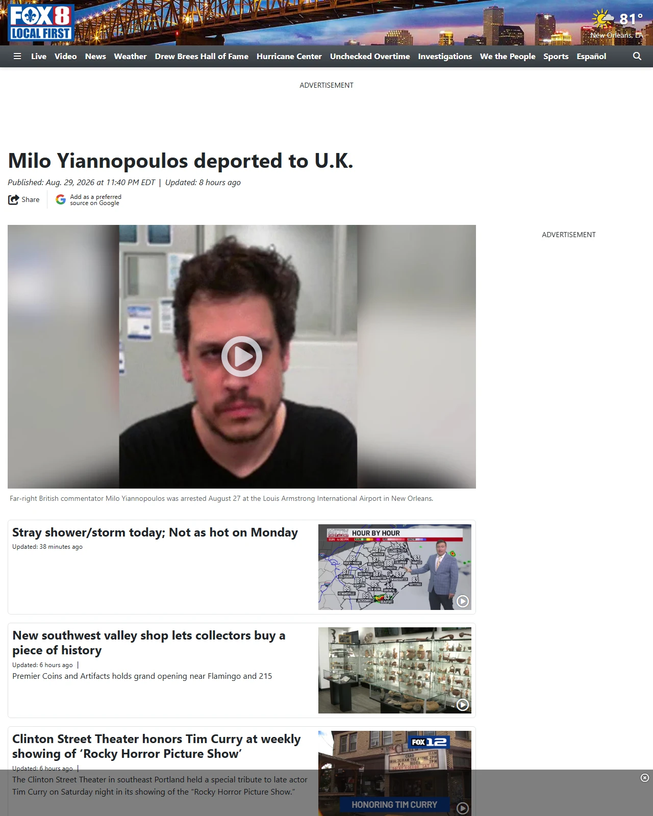 fox8live.com as published: Milo Yiannopoulos deported to U.K.