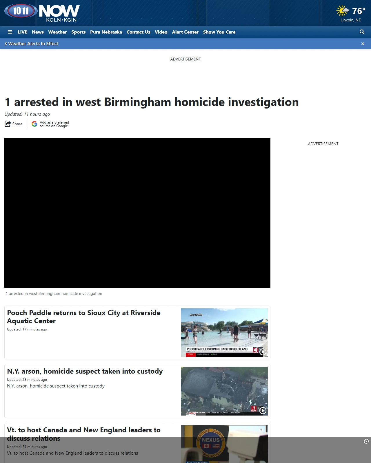 1011now.com as published: 1 arrested in west Birmingham homicide investigation - KOLN | Nebraska Local News, Weather, Sports | Lincoln, NE
