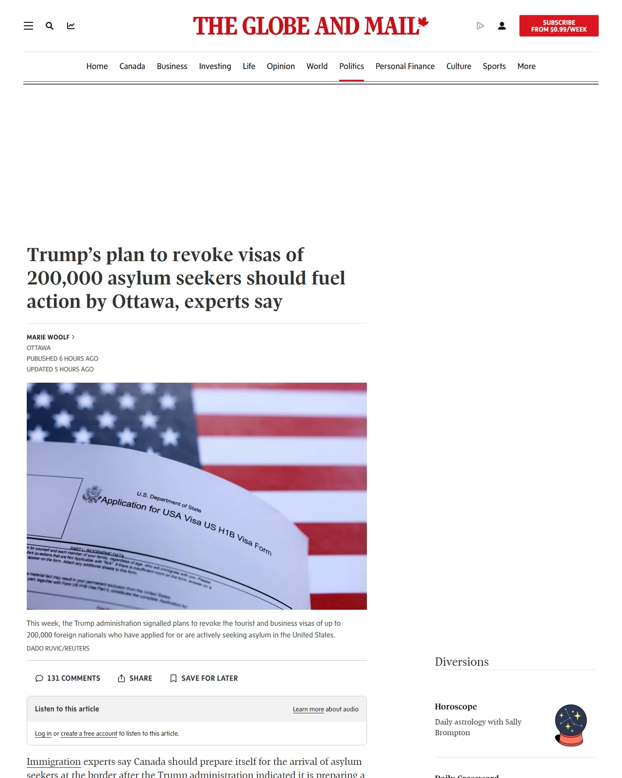 theglobeandmail.com as published: Trump’s plan to revoke visas of 200,000 asylum seekers should fuel action by Ottawa, experts say