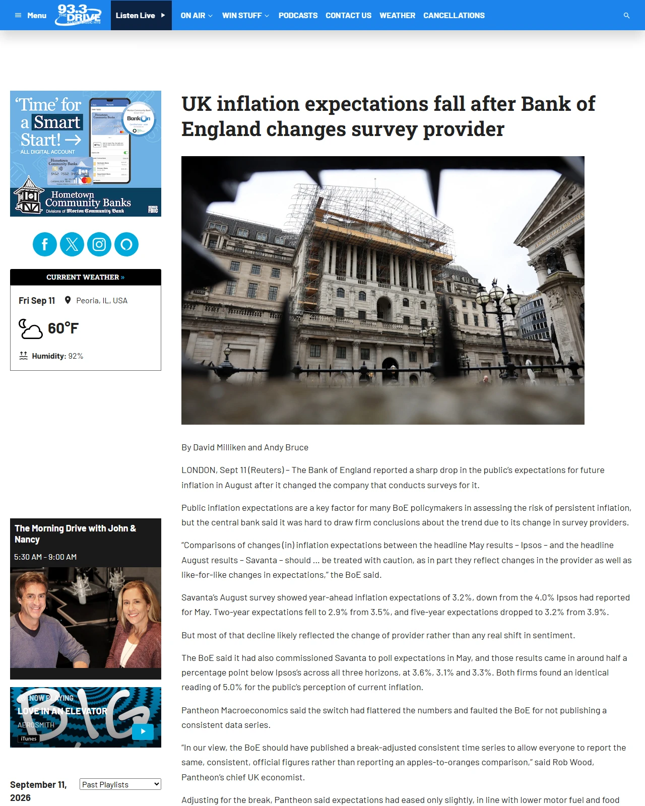 933thedrive.com as published: UK inflation expectations fall after Bank of England changes survey provider