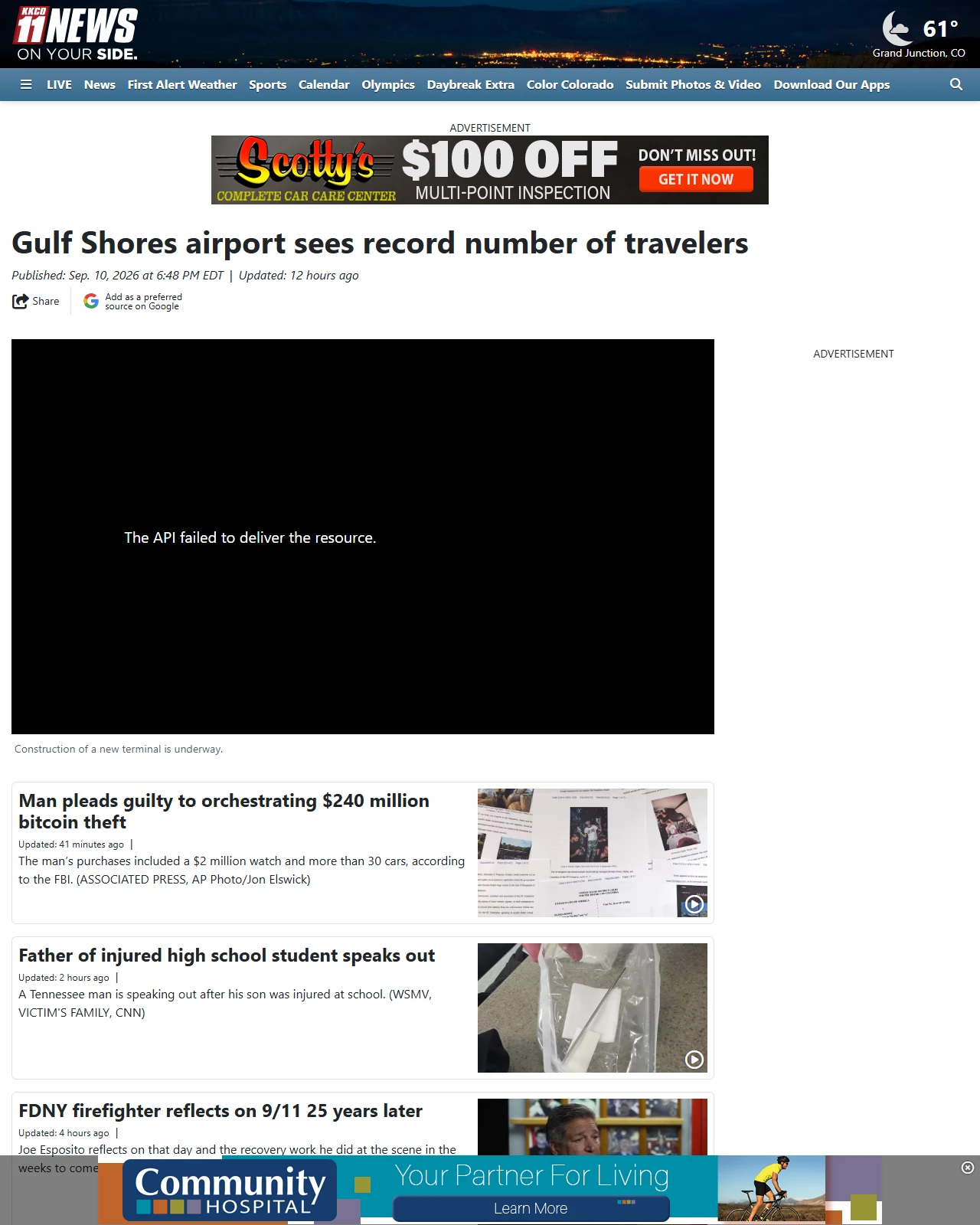 kkco11news.com as published: Gulf Shores airport sees record number of travelers